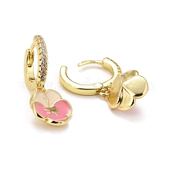 Серьги-кольца Huggie с покрытием из латуни и эмали EJEW-F278-13-G