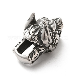 304ステンレス鋼チューブベイル  ループベイル  ヒョウ  アンティークシルバー  32x18x22mm  穴：3.5x3mm  内径：12x7mm&nbsp;STAS-P325-20AS