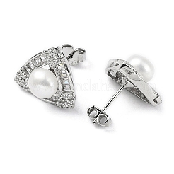 Rhodinierte 925 Dreieck-Ohrstecker aus Sterlingsilber mit Mikropavé-Kubikzirkonia für Damen&nbsp;EJEW-F318-02P