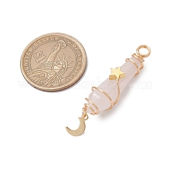3 шт. 3 стиля натурального розового кварца с заостренными краями из медной проволоки&nbsp;PALLOY-JF03572-05