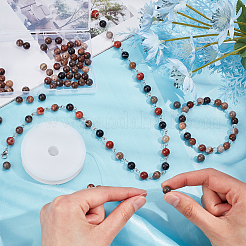 Bois pétrifié naturel brins de perles rondes&nbsp;G-AR0001-62
