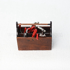 1:12 ミニミニチュアおもちゃミニツールボックス  金属合金工具セット  プラチナ  46x24x41mm&nbsp;PW-WG21224-01