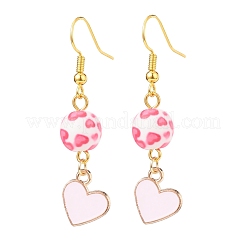 Cuore smaltato in lega con orecchini pendenti con collana pendente con perline in resina&nbsp;SJEW-JS01249