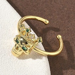 Латунные микро проложить манжеты кольца кубического циркония&nbsp;RJEW-G364-03G-02