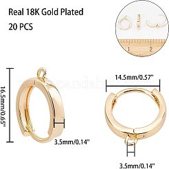 Reperti per orecchini a cerchio huggie in ottone&nbsp;KK-AR0001-37G