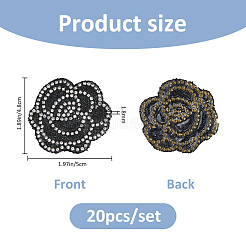 20 шт. пришивные тканевые нашивки с цветочным кристаллом и стразами&nbsp;PATC-FH0001-34B