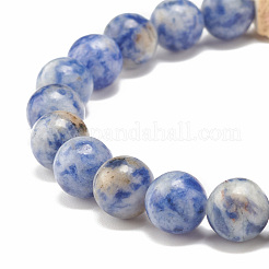 Bracciale elasticizzato in diaspro macchia blu naturale e perline di legno&nbsp;BJEW-JB07806