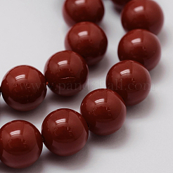 シェルパールビーズ連売り  グレードA  ラウンド  暗赤色  14mm  穴：1mm  約28~29個/連  16インチ&nbsp;BSHE-L026-01-14mm