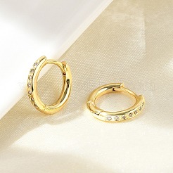 Латунные серьги-кольца из прозрачного кубического циркония EJEW-D311-145G
