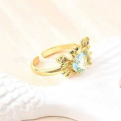 Кольца-манжеты с микропаве из латуни и кубическими цирконами в морском стиле для женщин RJEW-F184-17F-G