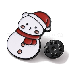 クリスマステーマのエナメルピン  バックパック服用合金ブローチ  雪だるま  30x20x1mm&nbsp;JEWB-M043-05B
