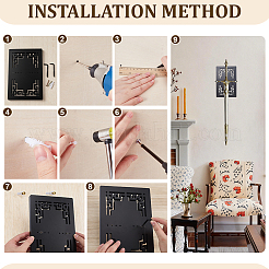 松材と鉄製の刀ホルダースタンド  ブラケットサムライソードディスプレイイーゼル  長方形  260x170x15mm&nbsp;ODIS-WH0007-99C