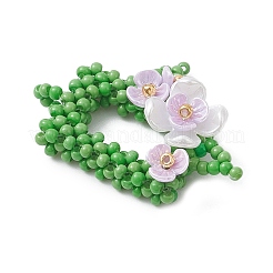 Прямоугольник из бисера с цветочными подвесками&nbsp;PALLOY-MZ01144-02