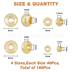 160 pz 4 perline distanziatrici rotonde piatte in ottone&nbsp;KK-FH0006-43