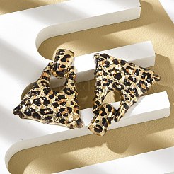 Серьги-гвоздики из сплава с леопардовым принтом&nbsp;EJEW-K304-01D-G