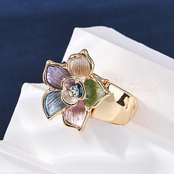 Кольца из цинкового сплава и эмали для женщин&nbsp;RJEW-M101-01B-G