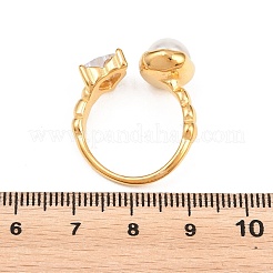 Anelli aperti a bracciale in acciaio inossidabile 304 con pavé di zirconi cubici trasparenti.&nbsp;RJEW-E298-05G
