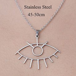 Ожерелье с подвеской в виде полого глаза из не тускнеющей нержавеющей стали 201 NJEW-OY001-49