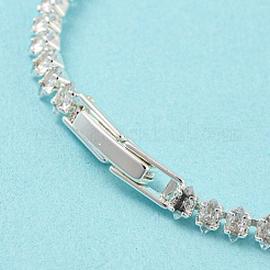 Bracciale a maglie a cuore in ottone placcato a cremagliera con catene da tennis in zirconi cubici&nbsp;BJEW-Q771-02S