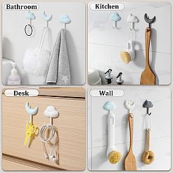 3 набор 3-х цветных настенных крючков в форме облаков и луны с несущейся тематикой AJEW-GF0006-94