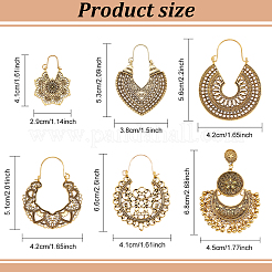 6 пара 6 стильных полых толстых серег-колец из сплава&nbsp;EJEW-AN0001-12