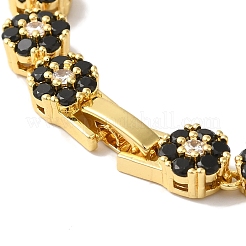 Ожерелья с цветочным звеном из латуни и циркония для женщин NJEW-B108-01G-04