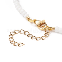 Collane di perline di fiori intrecciati con semi di vetro per donna&nbsp;NJEW-JN03947