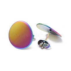 Ионное покрытие (ip) плоские круглые серьги-гвоздики из нержавеющей стали 304 для женщин EJEW-I285-12MC