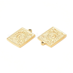 304ステンレスペンダント  太陽と月の長方形  18KGP本金メッキ  22x17x2mm  穴：1.5mm&nbsp;X-STAS-A075-10G