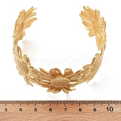 Ионное покрытие(ip) цветок 304 нержавеющая сталь манжеты браслеты для женщин&nbsp;BJEW-A026-01G-01