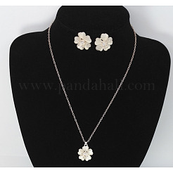 Ожерелья и серьги-гвоздики из цветочного сплава с подвеской «кошачий глаз»&nbsp;FS-WGFC2E6-01