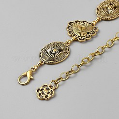 Ремни-цепочки из цинкового сплава в тибетском стиле с тиснением в виде сердца и овала для женщин&nbsp;AJEW-WH0348-856