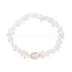 Женские браслеты из натуральных кварцевых бусин и розового кварца BJEW-JB12305-02