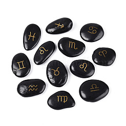 12 шт. образец натурального черного камня с изображением созвездий&nbsp;G-N360-02