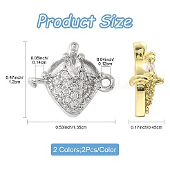 4 шт. 2-х цветные латунные подвески-фигурки с кубическим цирконием и фруктами&nbsp;KK-FS0001-73C