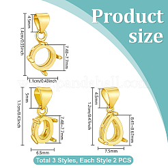 6 pièces 3 styles de pendentifs en laiton&nbsp;KK-PH0015-49G