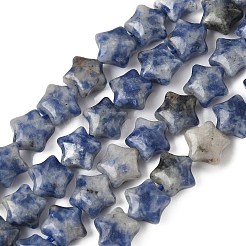 Нити звездных бусин из натуральной яшмы с синими точками G-Z080-A06