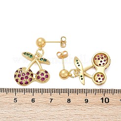 Латунные кубического циркония серьги болтающийся&nbsp;EJEW-Q036-07G