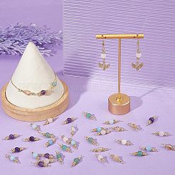 40 stücke 5 arten natürliche grüne aventurin & rose quarz & amethyst & gefärbt weiß jade & citrin runde stecker charms&nbsp;PALLOY-DC00044