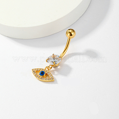 Кольца для пупка в форме глаза из нержавеющей стали 201 с прозрачным кубическим цирконием для женских праздничных нарядов XS3043