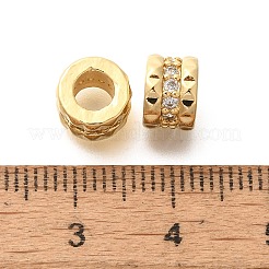 Реечное покрытие латунь микро паве прозрачный кубический цирконий европейские бусины KK-H508-12G