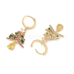Boucles d'oreilles asymétriques en forme d'arbre de noël&nbsp;EJEW-M257-04B-G