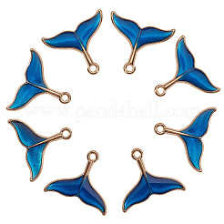 合金エナメルチャーム  クジラの尾の形状  ライトゴールド  ブルー  17x20x2mm  穴：1.6mm  20個/箱&nbsp;ENAM-CJ0001-42