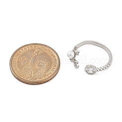 Кольца-манжеты из латуни с микропаве из кубического циркония для женщин в виде дельфина RJEW-K240-10P