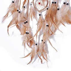 Тканая сетка / паутина ручной работы с перьями на стене&nbsp;HJEW-A001-04