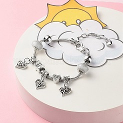 Европейский браслет из сплава с сердцем и змеиными цепями BJEW-JB08046-02