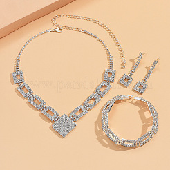 Set di gioielli in ottone rettangolare con strass di cristallo&nbsp;WG47BDD-04