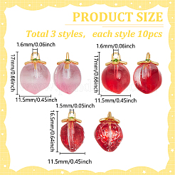 30 шт. 3 стиля подвесок-фруктов ручной работы в стиле лэмпворк LAMP-WR0001-05