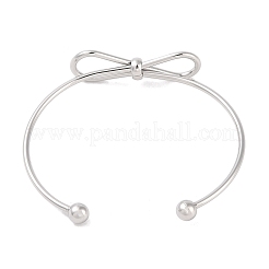 Не тускнеющие открытые браслеты-манжеты из нержавеющей стали 304 с бантом для женщин BJEW-Z064-04P