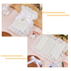 ポリエステルレースブックカバー  ノートブックラップ  ちょう結びリボン付き  ベージュ  230x150x8mm&nbsp;OFST-WH0002-59B